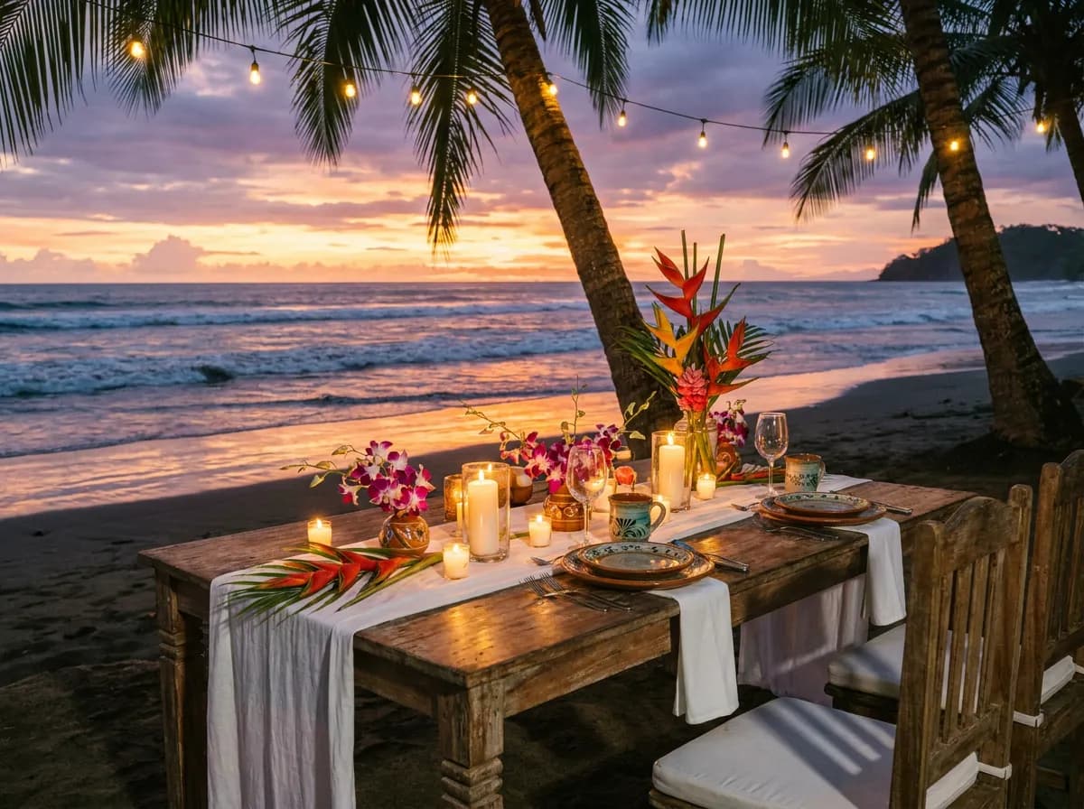 Jaco Honeymoon - Romantic candlelit beach dinner