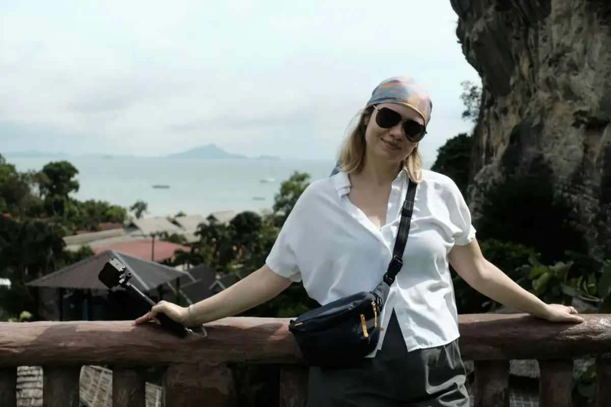 Professional tour guide leading group on tropical adventure in Costa Rica