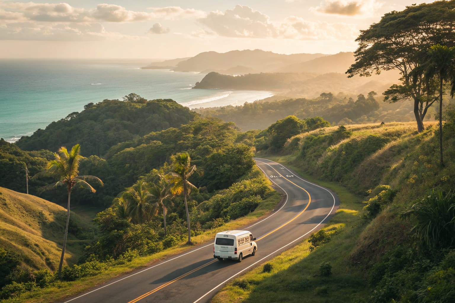 Coastal highway winding through jungle hills between Jaco and Manuel Antonio Costa Rica