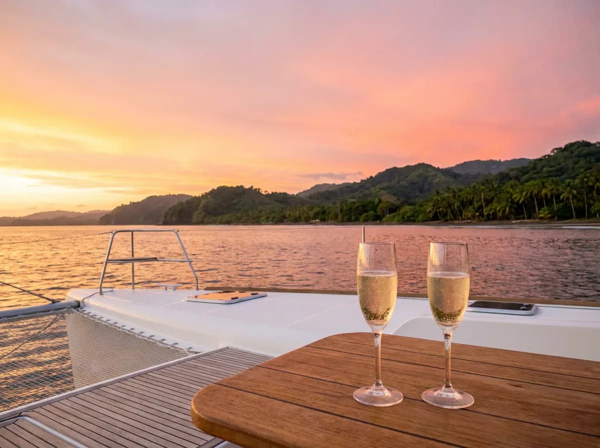 Private sunset catamaran cruise for a bachelorette party in Jaco Costa Rica