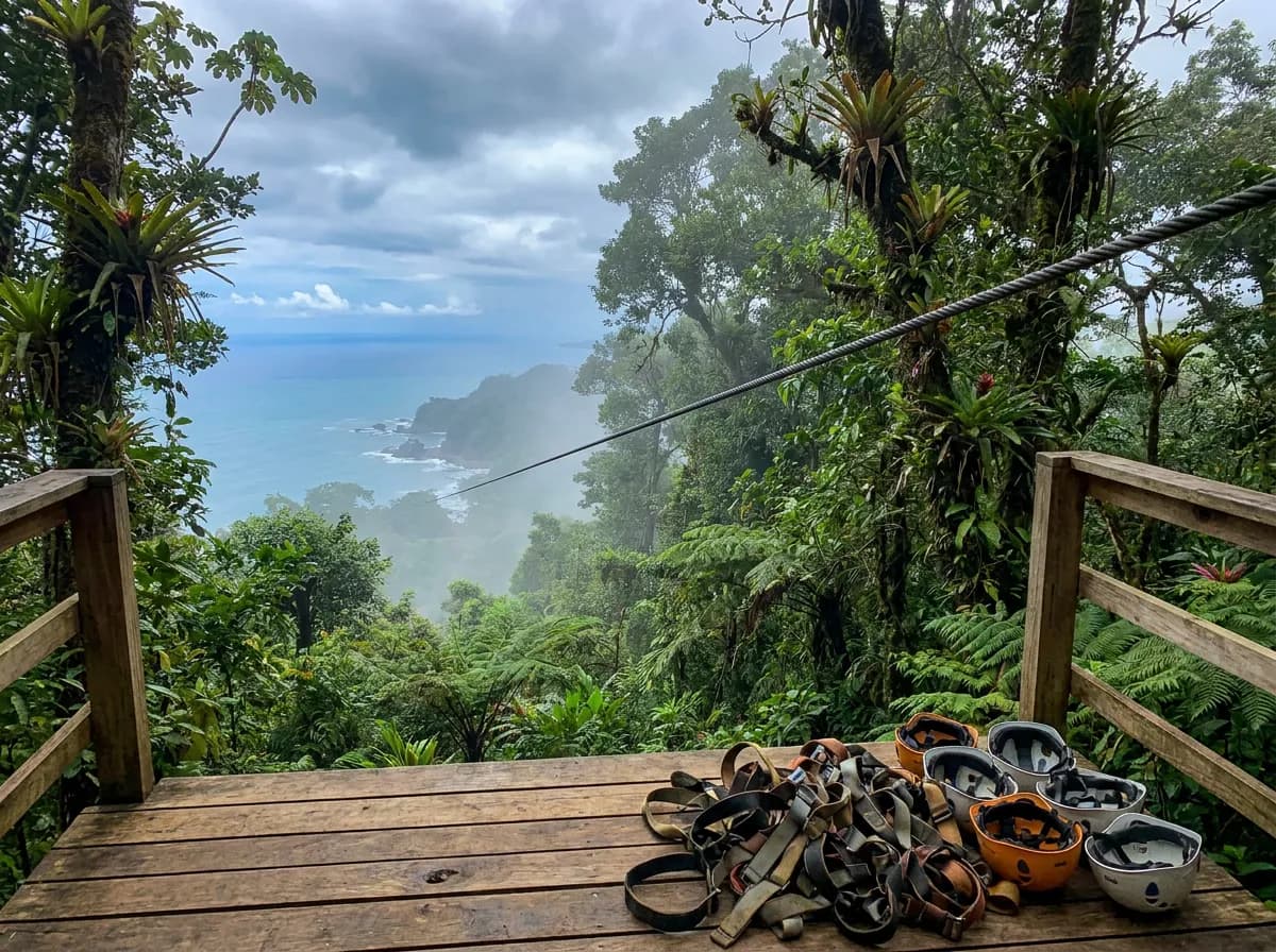 Zipline canopy tour through the rainforest near Jaco Costa Rica